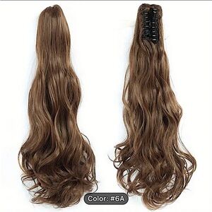 Light Brown Pony Tail Hair Claw Hair Extension Piece 22”
